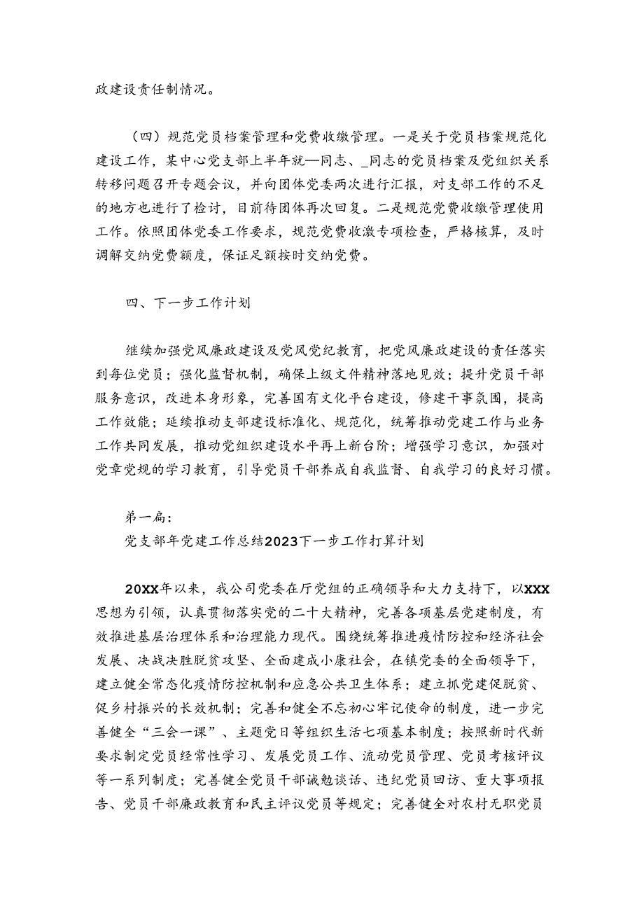 党支部年党建工作总结2024下一步工作打算计划(通用8篇).docx_第3页