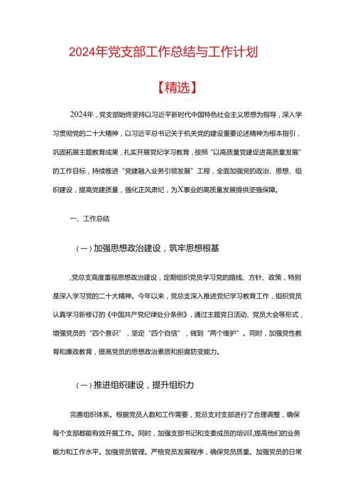 2024年党支部工作总结与工作计划.docx