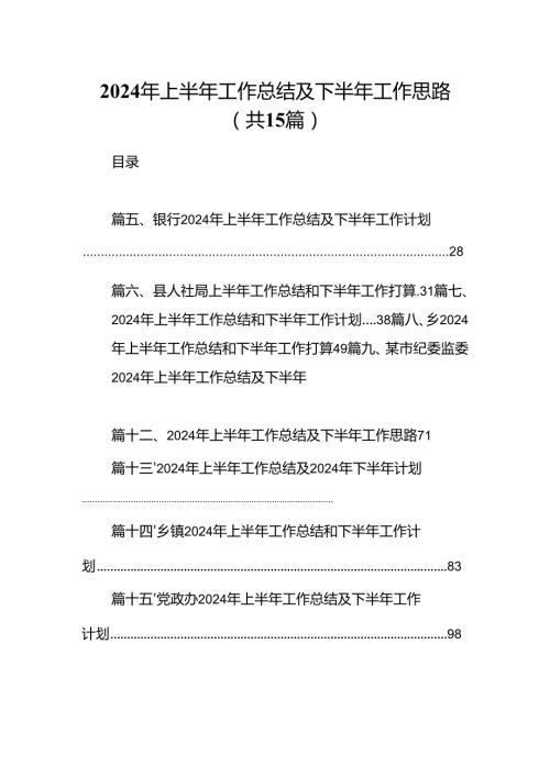 2024年上半年工作总结及下半年工作思路15篇（最新版）.docx