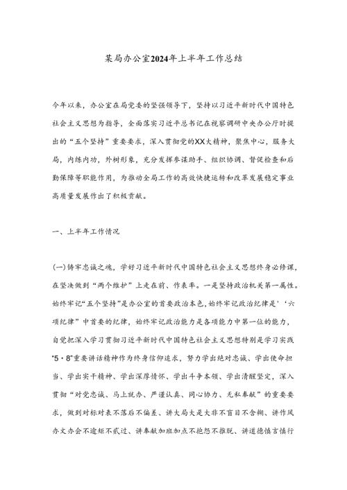 某局办公室2024年上半年工作总结.docx