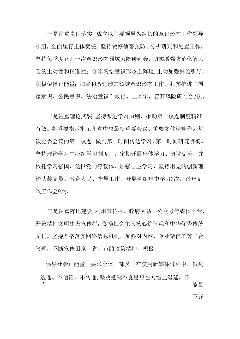 2024年上半年意识形态工作总结和下半年工作计划（精选）.docx_第3页