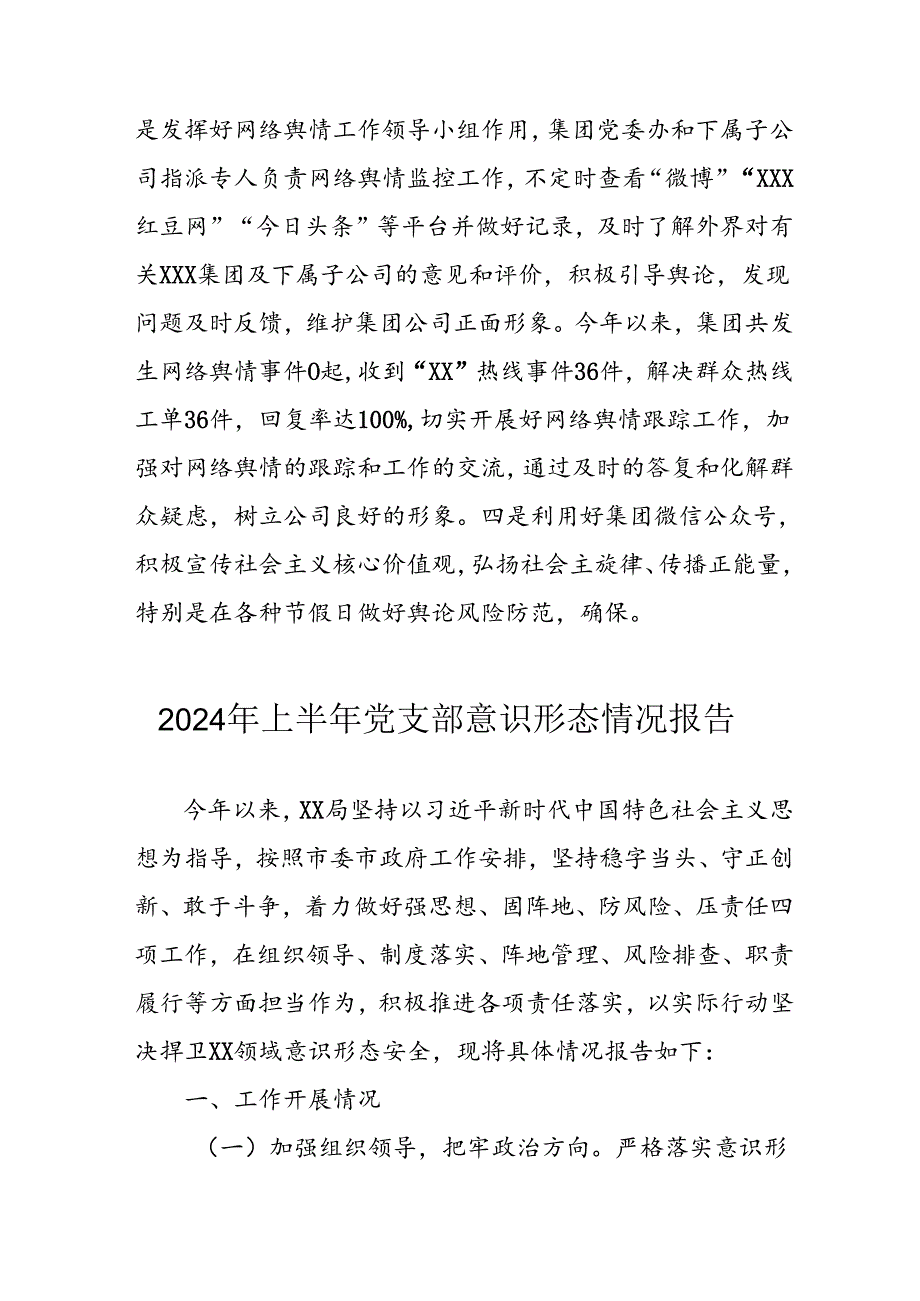 开展2024年上半年党支部意识形态情况工作报告.docx_第3页