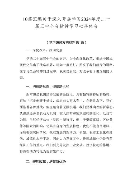 10篇汇编关于深入开展学习2024二十三中全会精神学习心得体会.docx