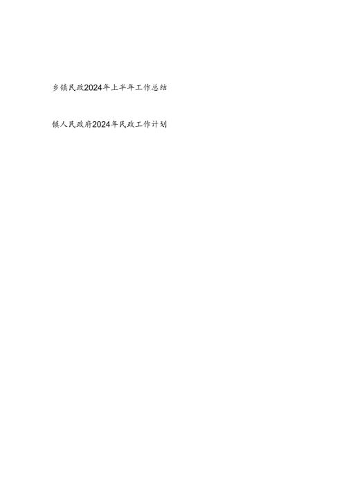 乡镇民政2024年上半年工作总结和乡镇2024年民政工作计划.docx