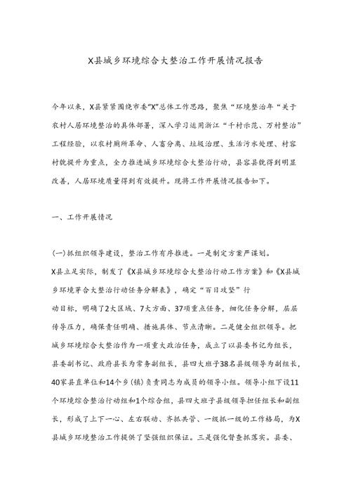 X县城乡环境综合大整治工作开展情况报告.docx