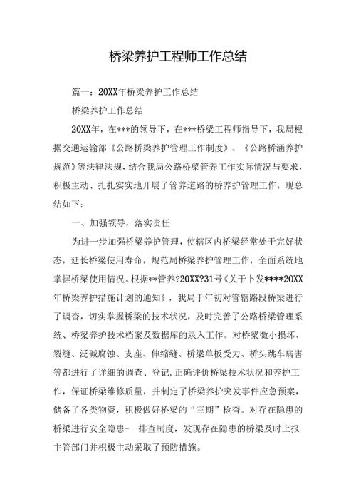 桥梁养护工程师工作总结.docx
