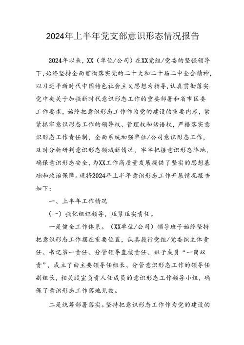 开展2024年上半年《党支部意识形态情况》工作报告 （3份）49.docx