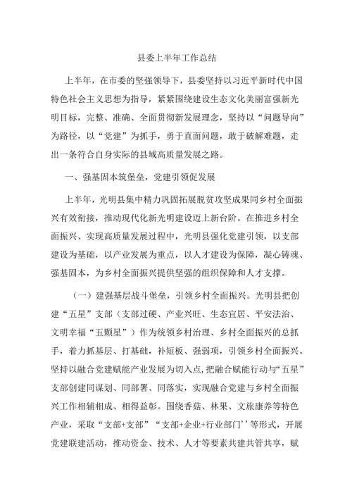 县委上半年工作总结(1).docx