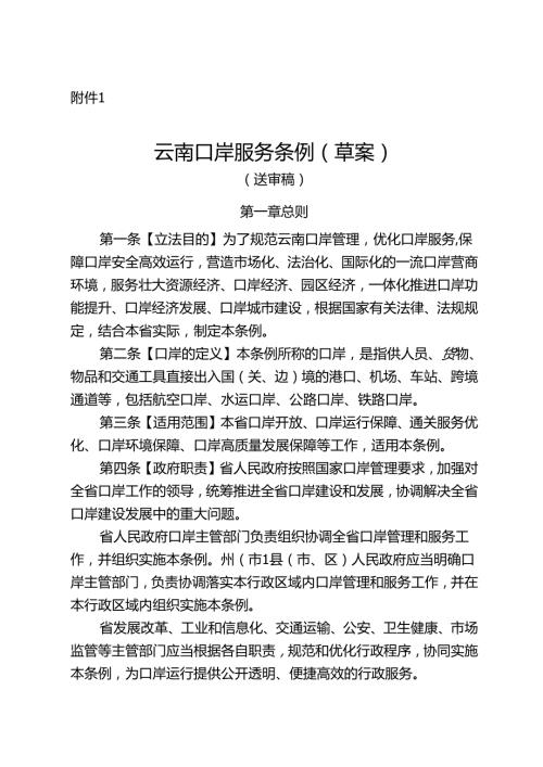云南口岸服务条例（草案）.docx