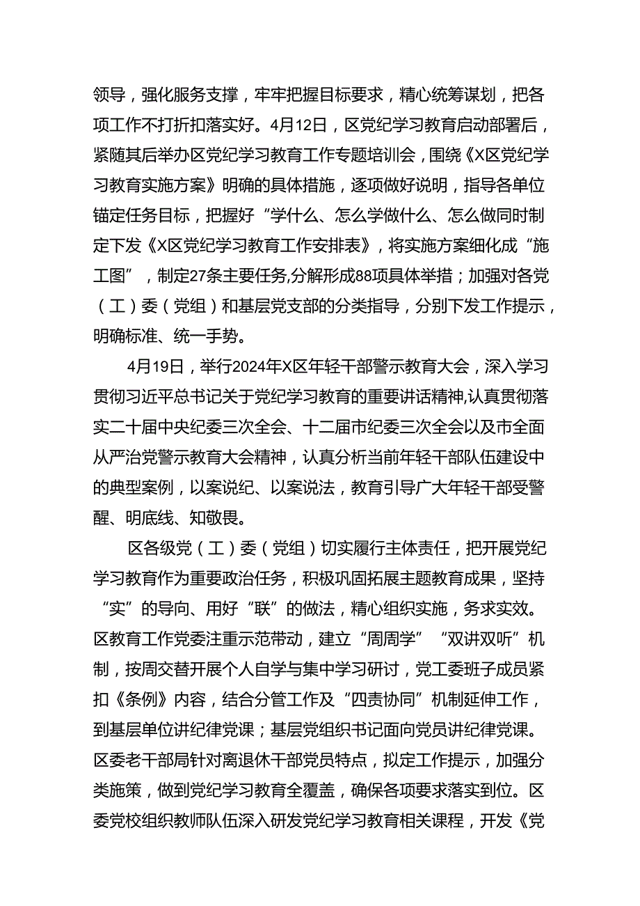 关于开展2024年党纪学习教育工作汇报材料18篇专题资料.docx_第3页