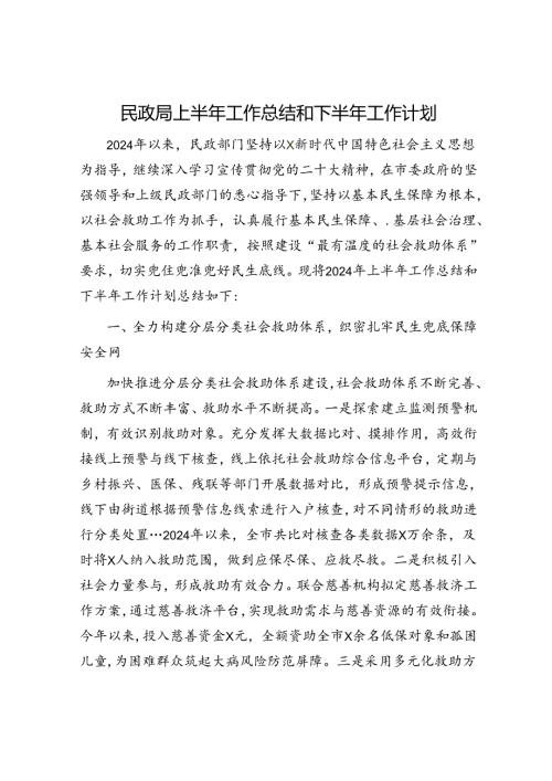 民政局上半年工作总结.docx