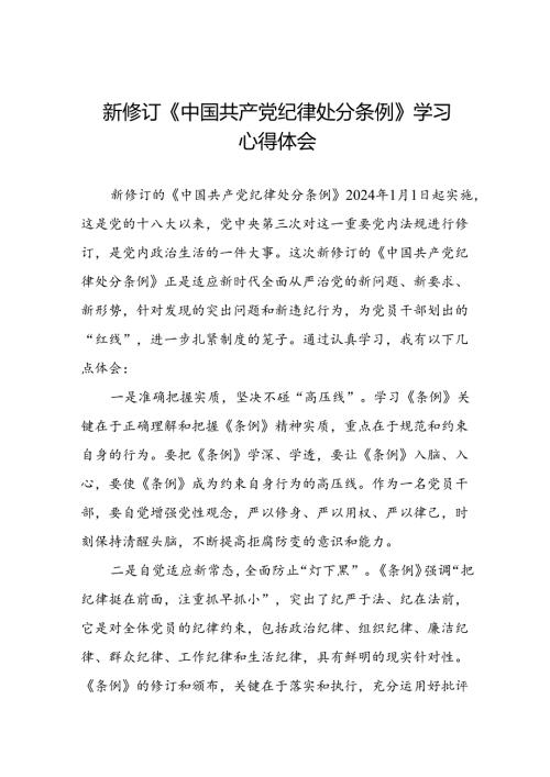 纪检干部关于2024年新版《中国共产党纪律处分条例》学习心得体会二十篇.docx