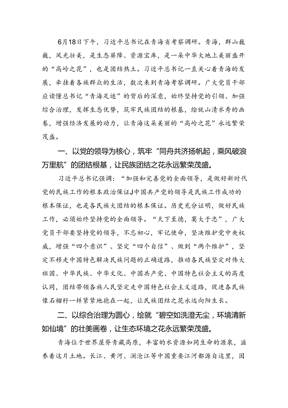 2024年学习青海省考察调研时重要讲话精神心得体会研讨发言材料四篇（精选版）.docx_第3页
