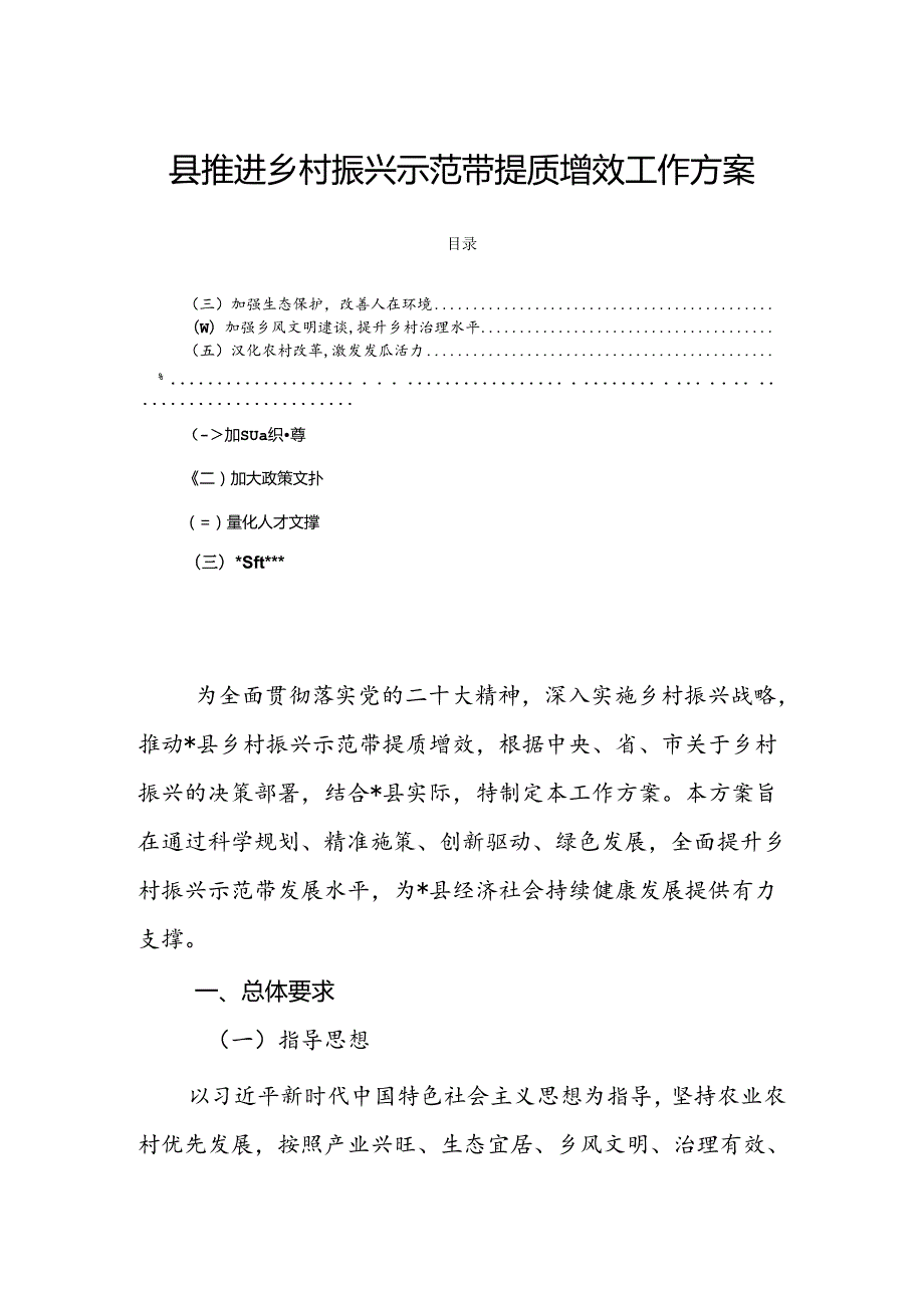 县推进乡村振兴示范带提质增效工作方案.docx_第1页