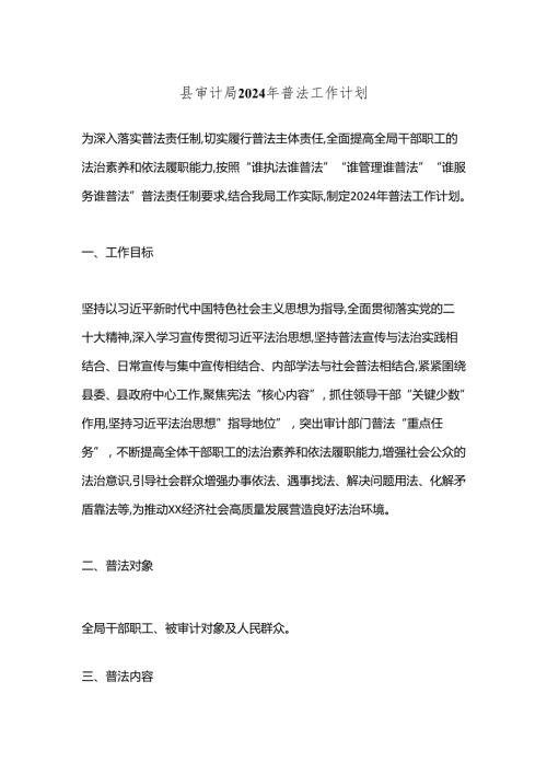 县审计局2024年普法工作计划.docx