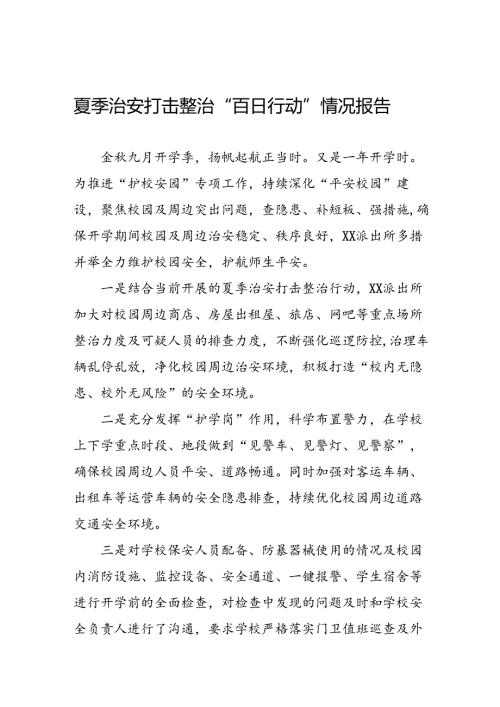 九篇2024年公安机关夏季治安打击整治行动情况报告.docx