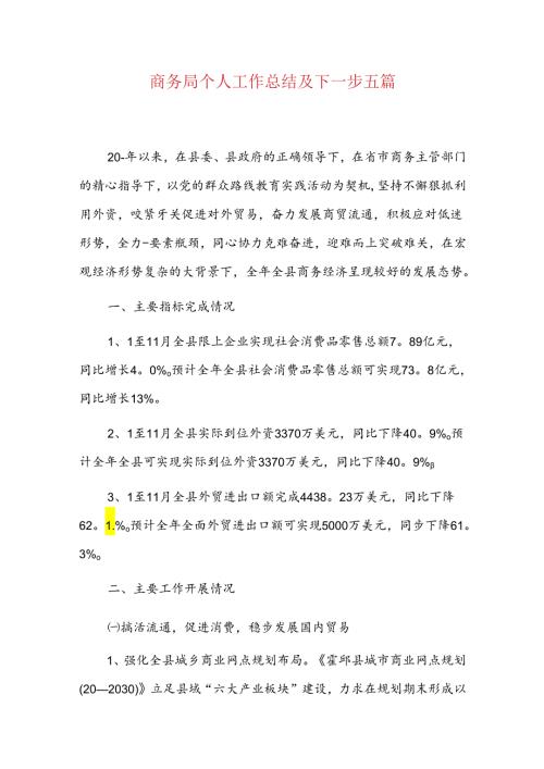 商务局个人工作总结及下一步五篇.docx