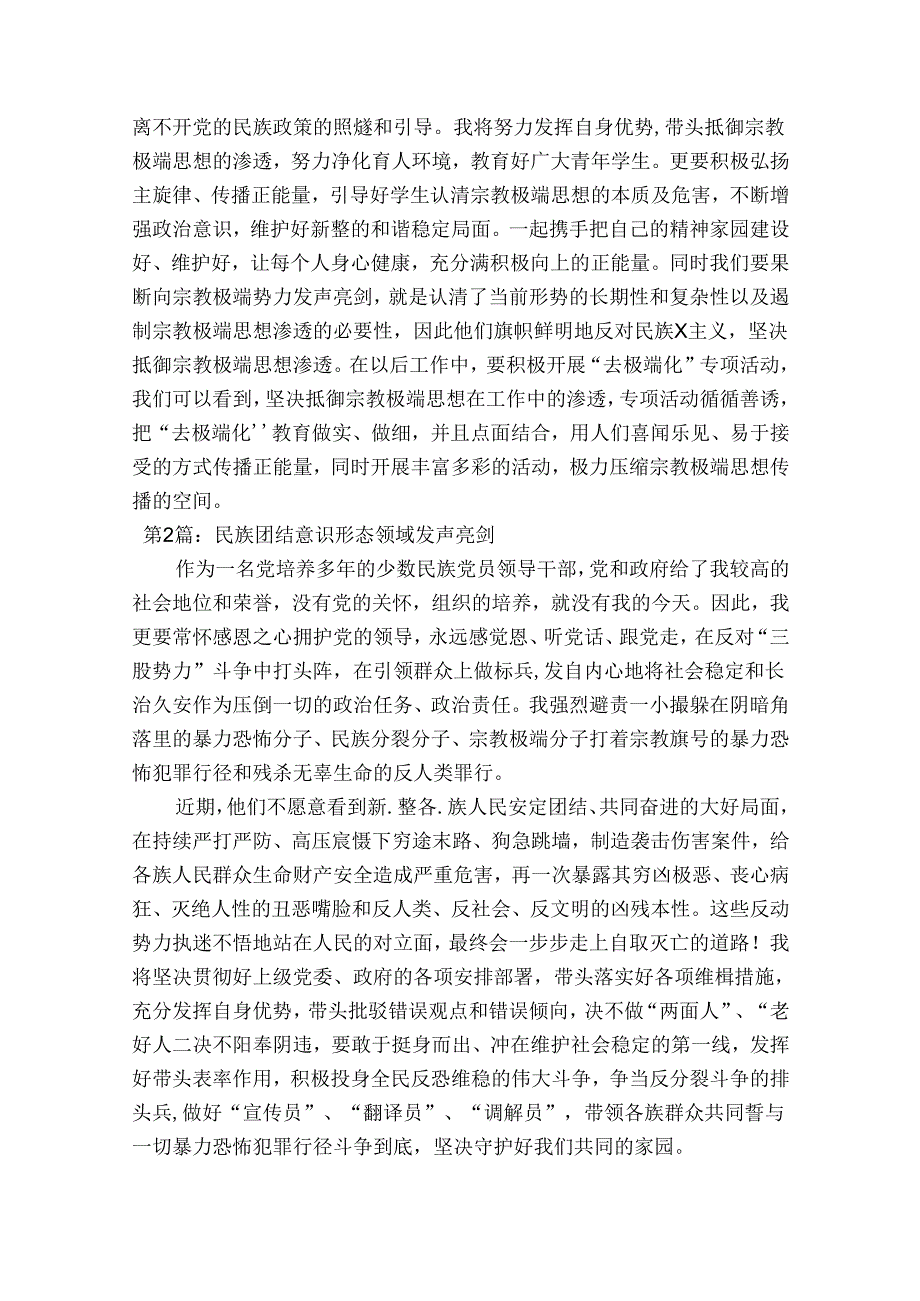 民族团结意识形态领域发声亮剑(通用6篇).docx_第2页