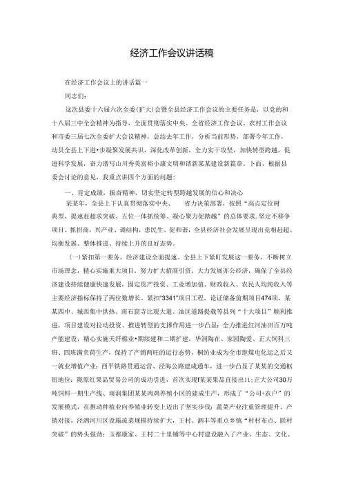 经济工作会议讲话稿.docx