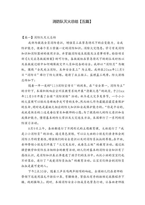 消防队灭火总结【五篇】.docx