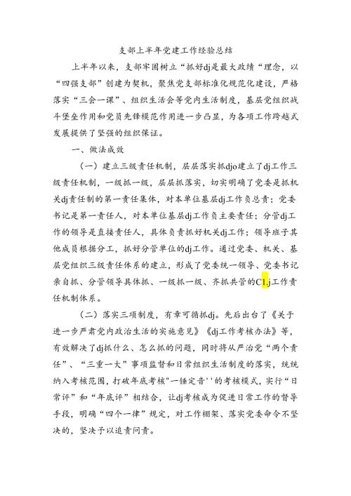 支部上半年党建工作经验总结.docx