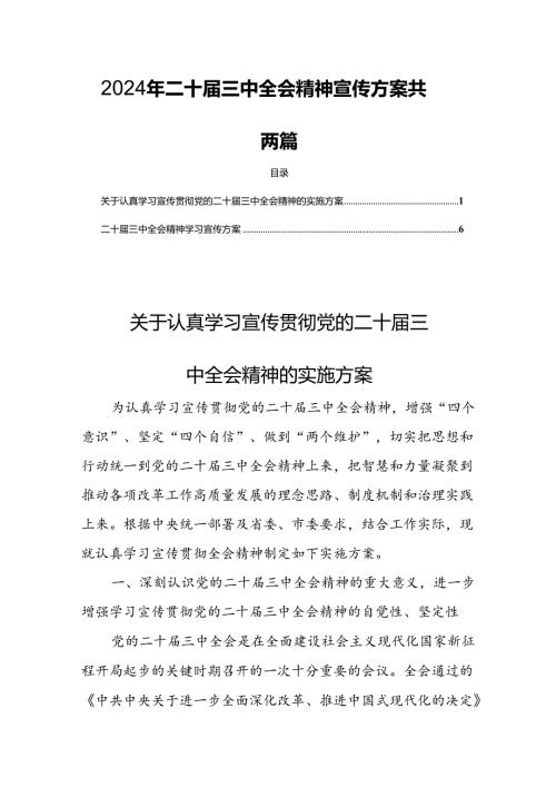 2024年二十三中全会精神宣传方案共两篇.docx