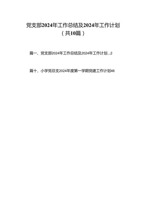 党支部2023年工作总结及2024年工作计划（共10篇）.docx