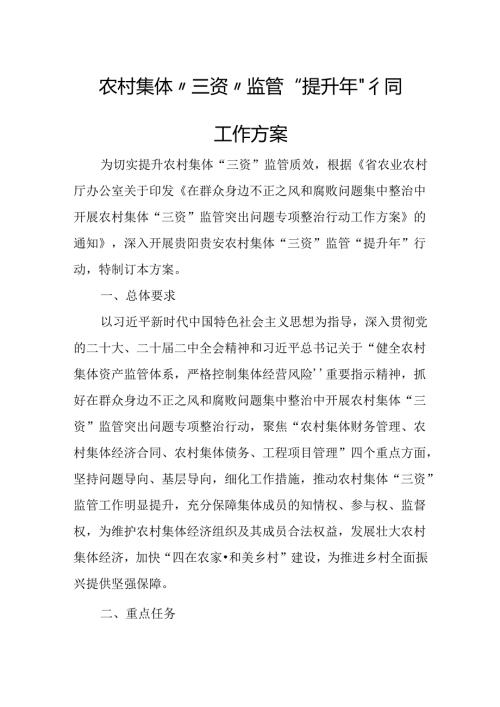 农村集体“三资”监管“提升年”行动工作方案.docx