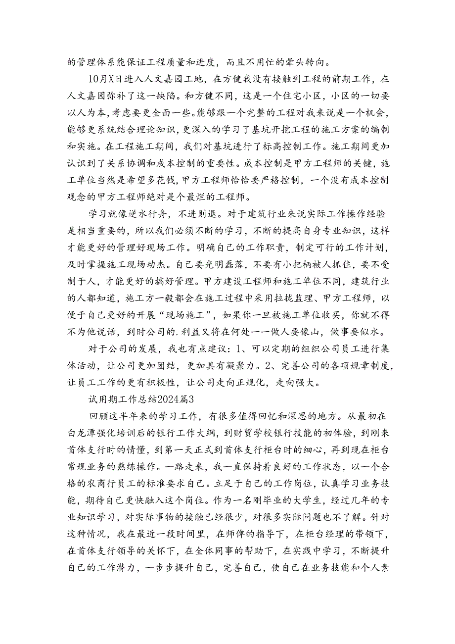 试用期工作总结2024（通用32篇）.docx_第3页