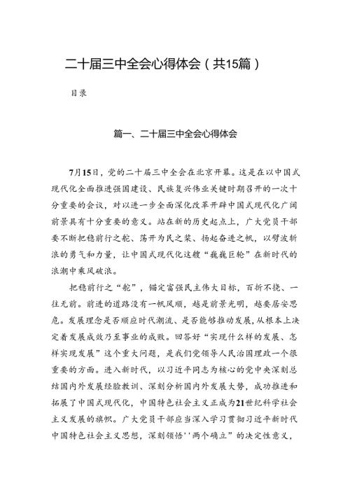 二十三中全会心得体会（共15篇）.docx