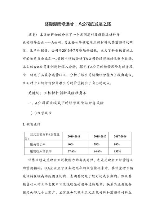 路漫漫而修远兮：A公司的发展之路.docx