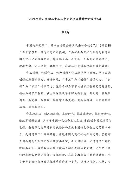2024年8月学习贯彻二十三中全会决议精神研讨发言5篇.docx