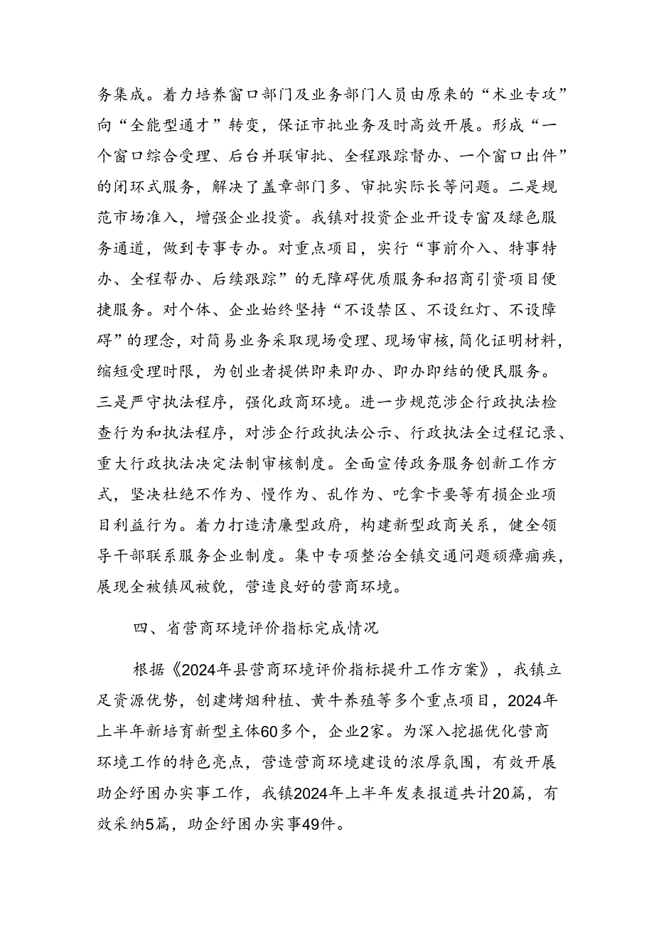 乡镇2024优化营商环境上半年工作总结及下半年工作计划.docx_第3页