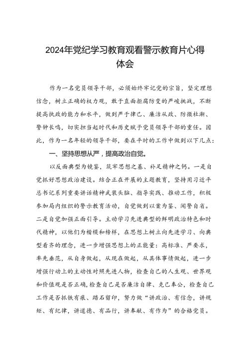 党员干部2024年党纪学习教育观看警示教育片优秀心得体会(21篇).docx