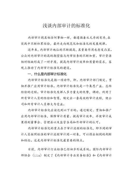 浅谈内部审计的标准化.docx
