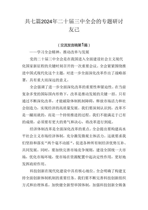 共七篇2024年二十三中全会的专题研讨发言.docx