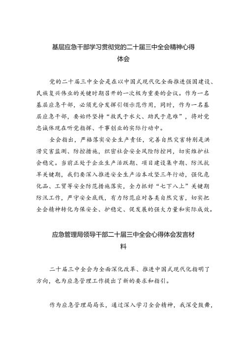 基层应急干部学习贯彻党的二十三中全会精神心得体会5篇（精选版）.docx