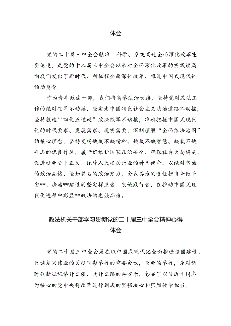 政法干警学习贯彻党的二十三中全会精神心得体会范本8篇（最新版）.docx_第2页