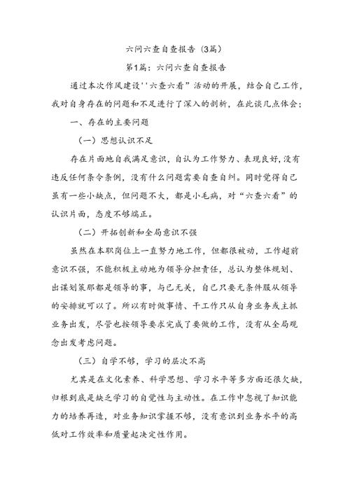 (3篇)六问六查自查报告.docx