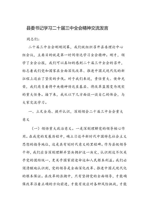学习二十三中全会精神交流发言 3篇.docx