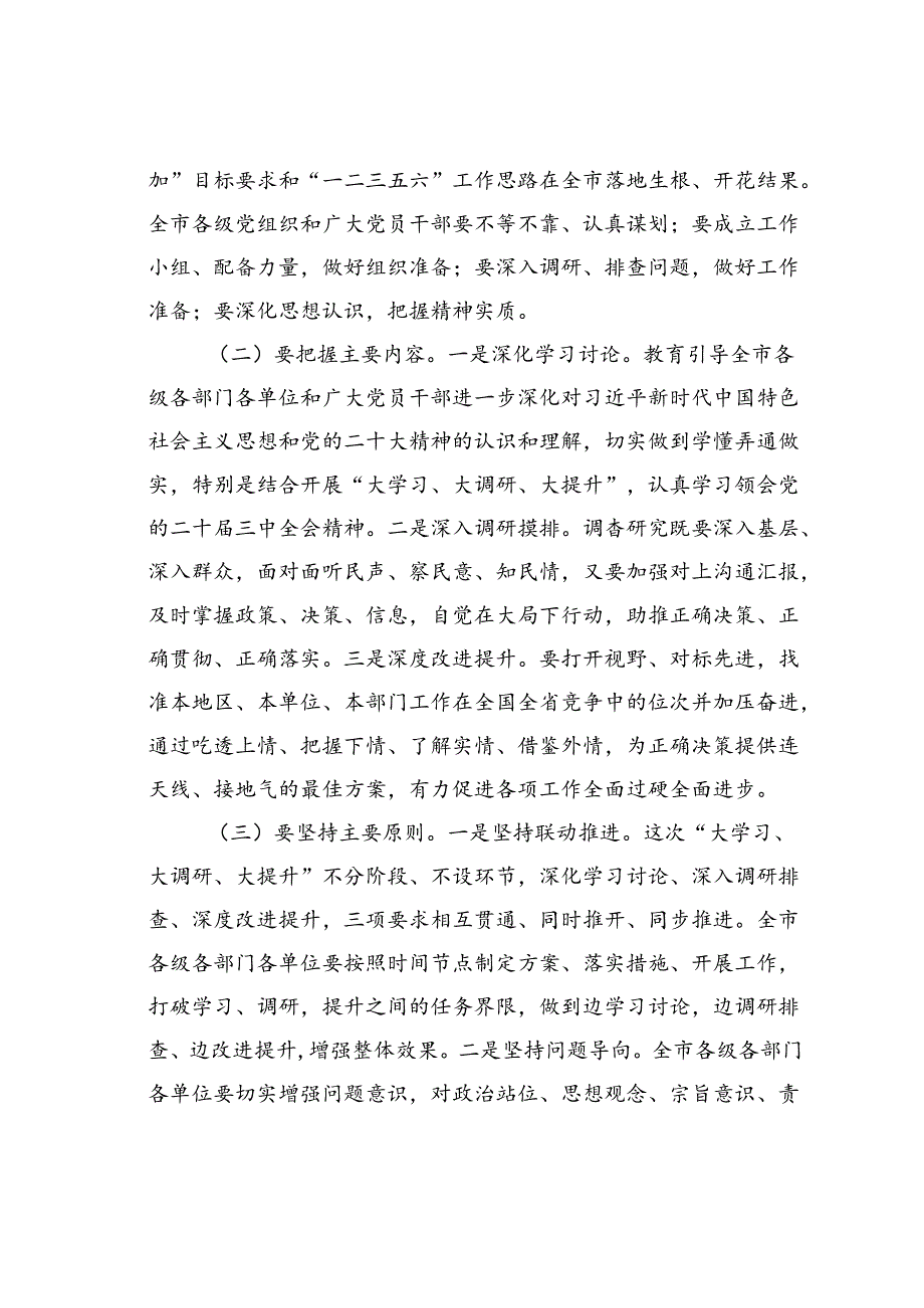 某某市关于开展“大学习、大调研、大提升”活动的实施意见.docx_第2页