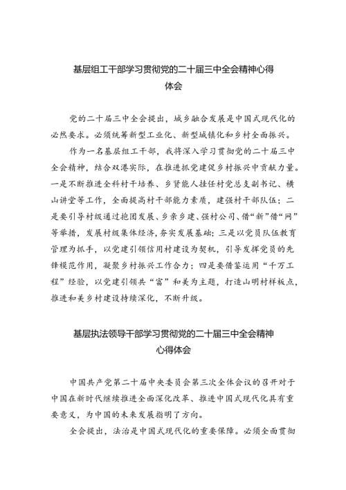 基层组工干部学习贯彻党的二十三中全会精神心得体会8篇（精选版）.docx