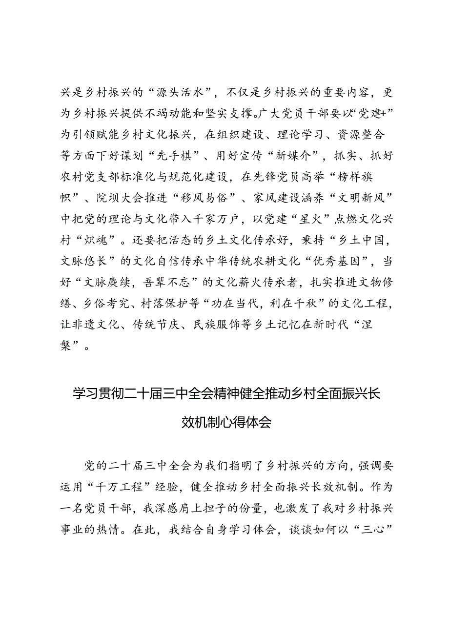 2024年学习二十三中全会精神健全推动乡村全面振兴长效机制心得体会.docx_第3页