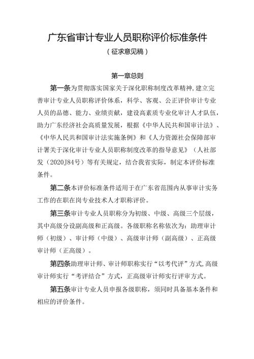 广东省审计专业人员职称评价标准条件.docx
