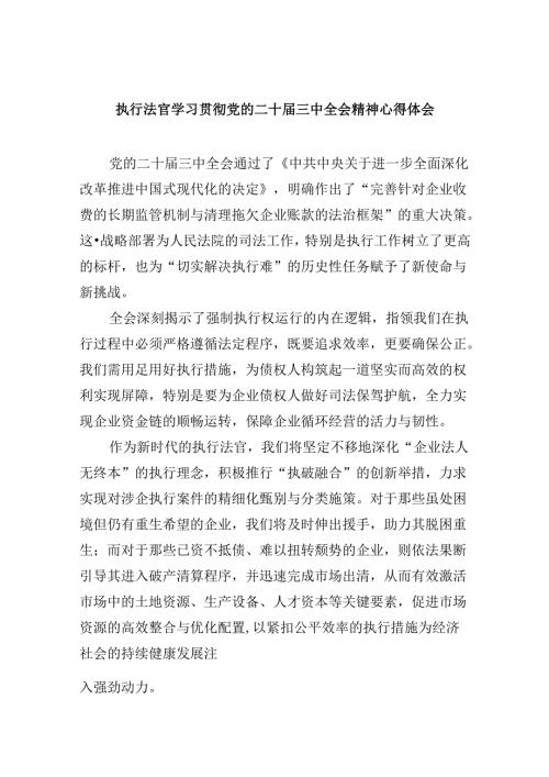 执行法官学习贯彻党的二十三中全会精神心得体会8篇（最新版）.docx