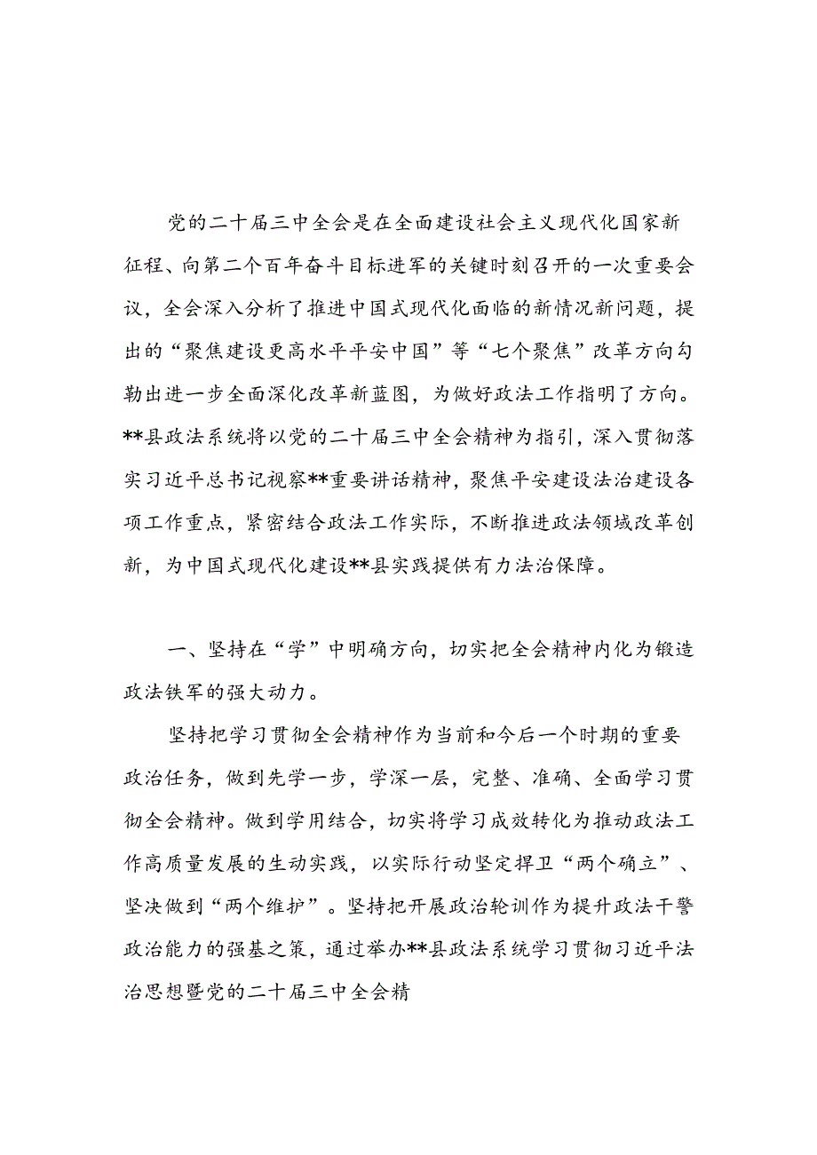 政法委书记学习二十三中全会精神心得体会研讨发言2篇.docx_第2页