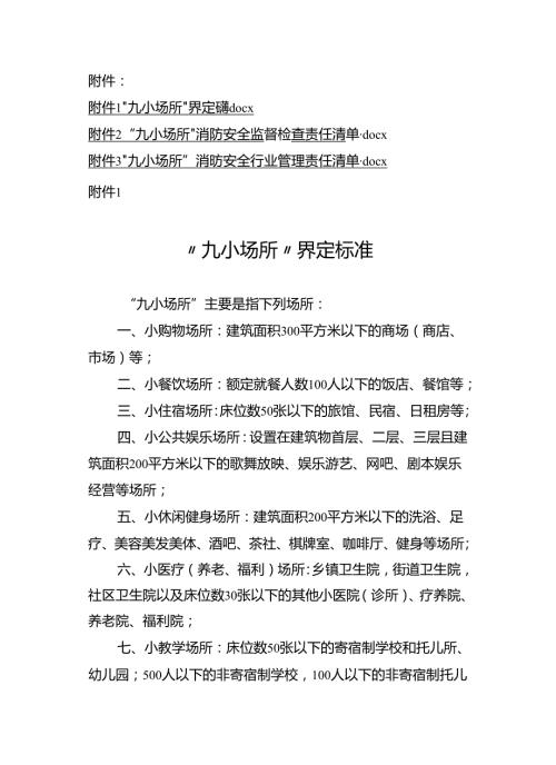 九小场所”界定标准、消费安全监督检查、行业管理责任清单.docx