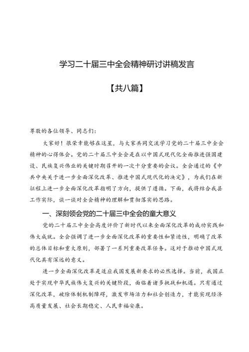 8篇学习二十三中全会精神研讨讲稿发言最新.docx