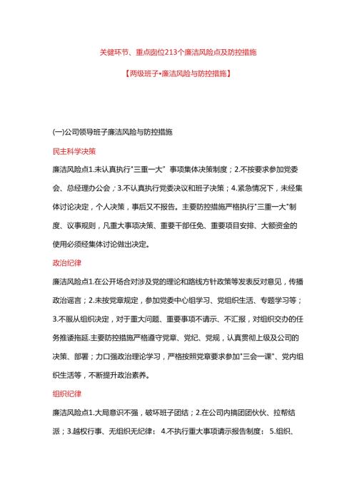 企业岗位廉洁风险点及防控措施.docx