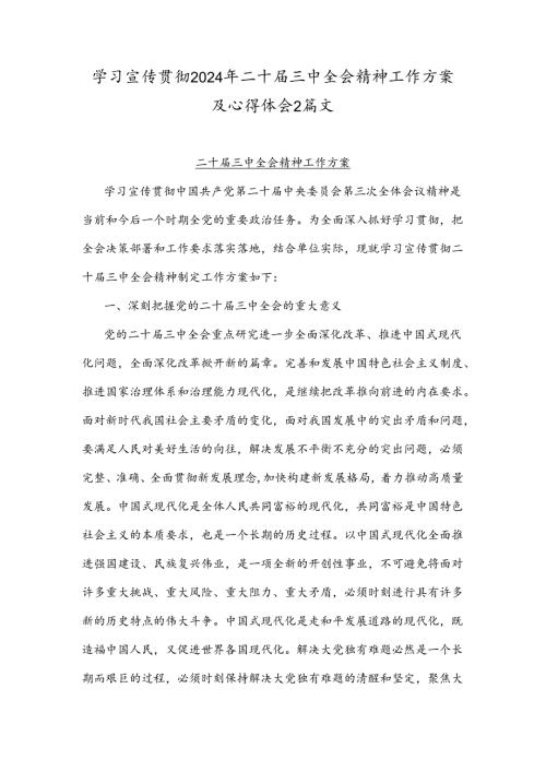 学习宣传贯彻2024年二十三中全会精神工作方案及心得体会2篇文.docx